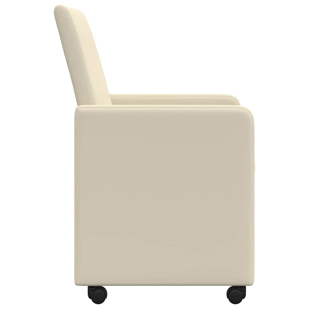 Produktbild för Matstolar med hjul 2 pcs Kräm 57 x 66 x 94 cm Konstläder