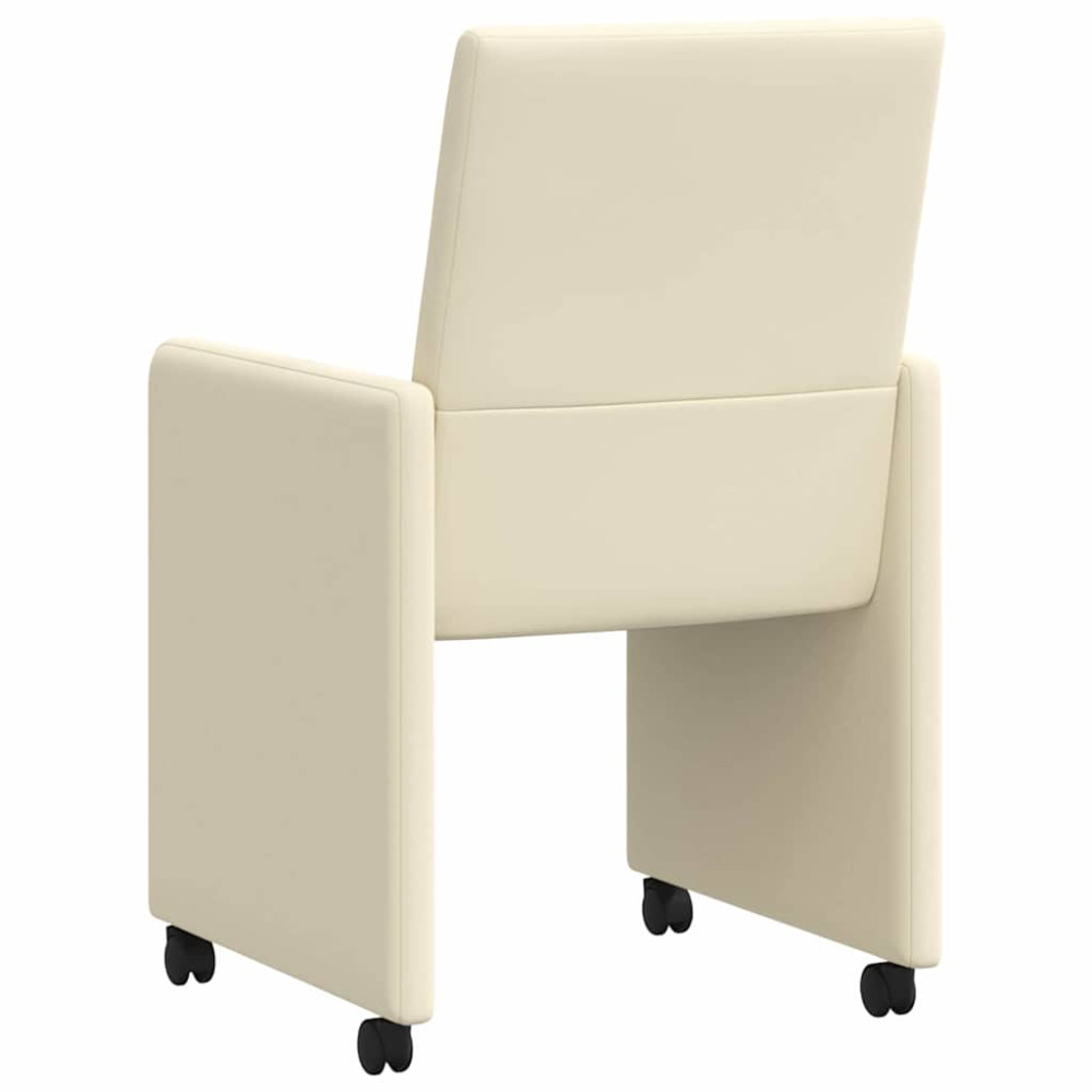 Produktbild för Matstolar med hjul 2 pcs Kräm 57 x 66 x 94 cm Konstläder