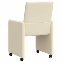 Produktbild för Matstolar med hjul 2 pcs Kräm 57 x 66 x 94 cm Konstläder
