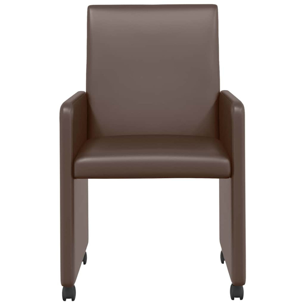 Produktbild för Matstolar med hjul 2 pcs Brun 57 x 66 x 94 cm Konstläder
