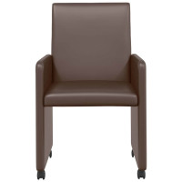 Produktbild för Matstolar med hjul 2 pcs Brun 57 x 66 x 94 cm Konstläder