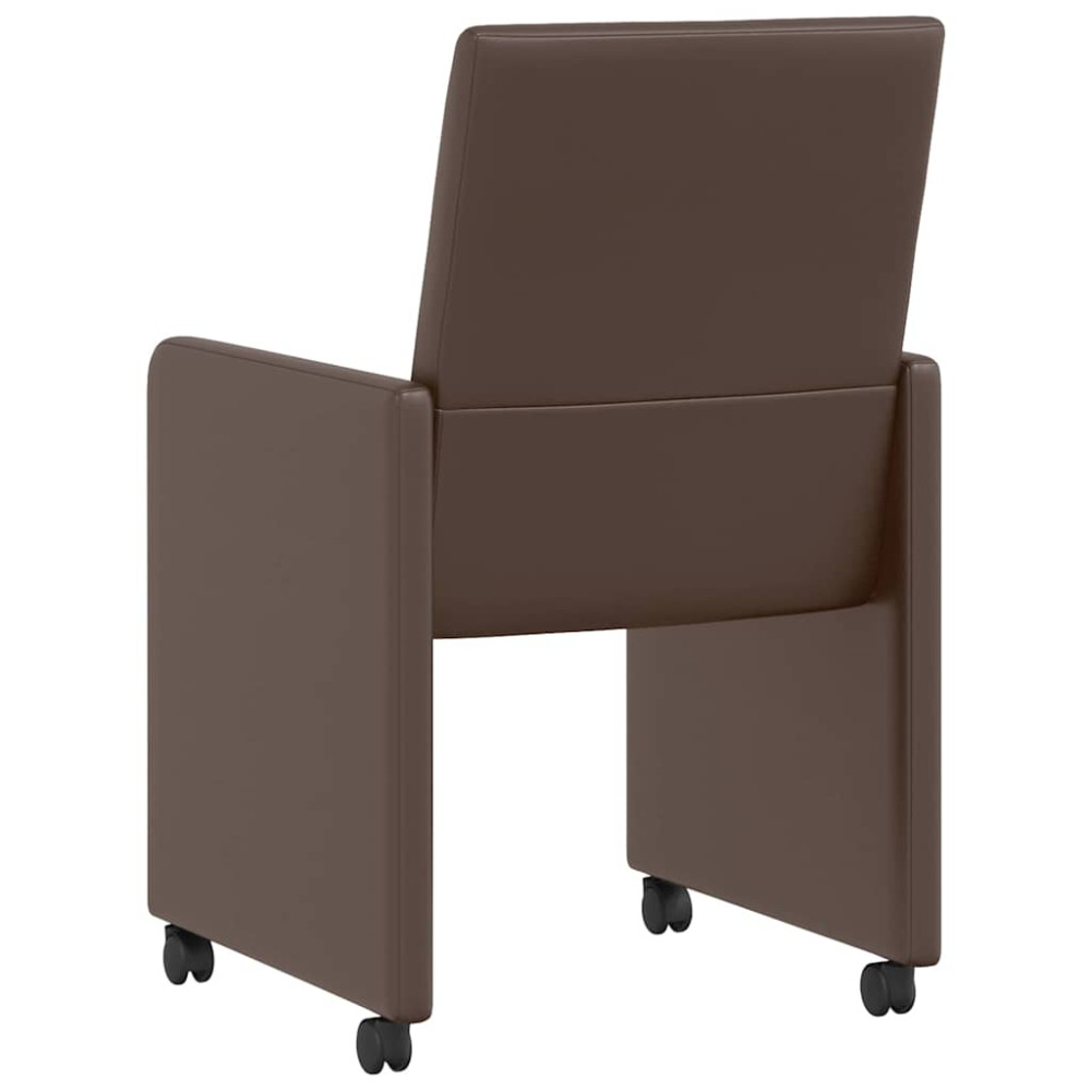 Produktbild för Matstolar med hjul 2 pcs Brun 57 x 66 x 94 cm Konstläder