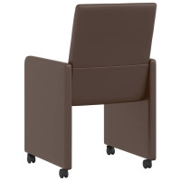 Produktbild för Matstolar med hjul 2 pcs Brun 57 x 66 x 94 cm Konstläder