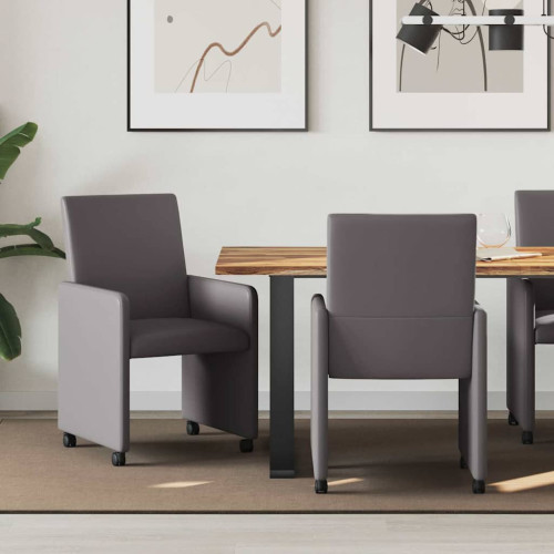vidaXL Matstolar med hjul 2 pcs Grå 57 x 66 x 94 cm Konstläder