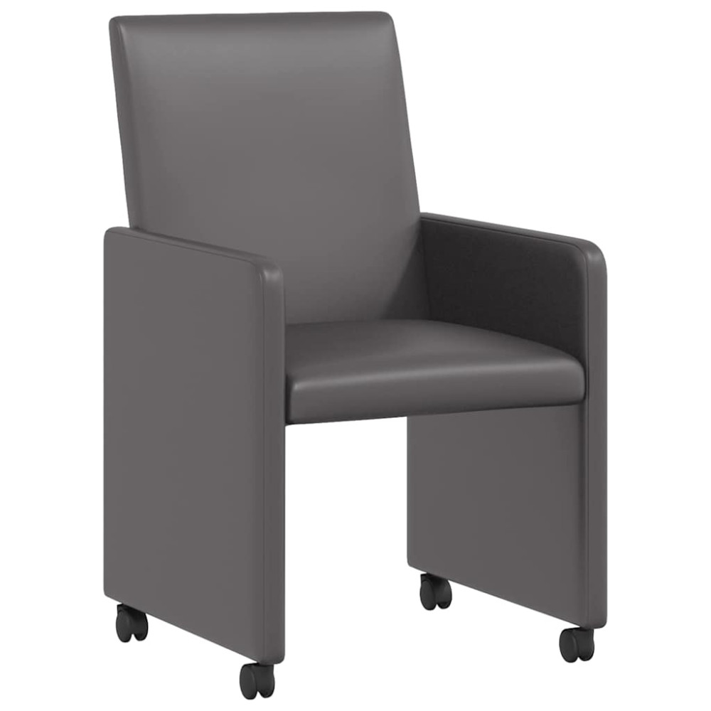 Produktbild för Matstolar med hjul 2 pcs Grå 57 x 66 x 94 cm Konstläder