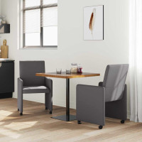 Produktbild för Matstolar med hjul 2 pcs Grå 57 x 66 x 94 cm Konstläder