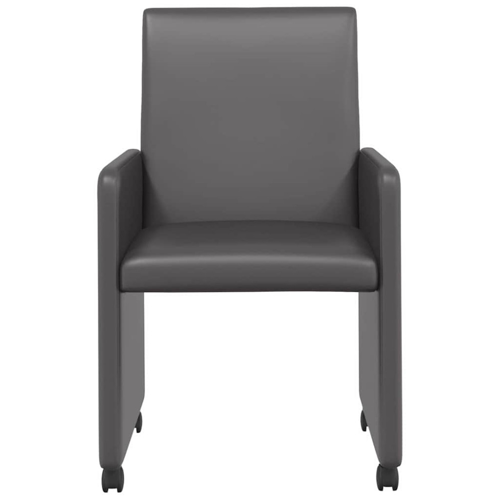Produktbild för Matstolar med hjul 2 pcs Grå 57 x 66 x 94 cm Konstläder