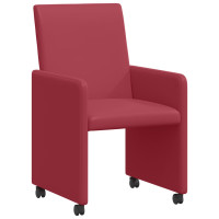 Produktbild för Matstolar med hjul 2 pcs Vinröd 57 x 66 x 94 cm Konstläder
