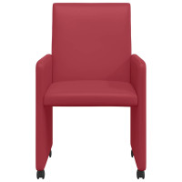Produktbild för Matstolar med hjul 2 pcs Vinröd 57 x 66 x 94 cm Konstläder