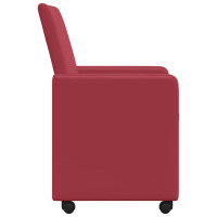 Produktbild för Matstolar med hjul 2 pcs Vinröd 57 x 66 x 94 cm Konstläder