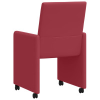Produktbild för Matstolar med hjul 2 pcs Vinröd 57 x 66 x 94 cm Konstläder