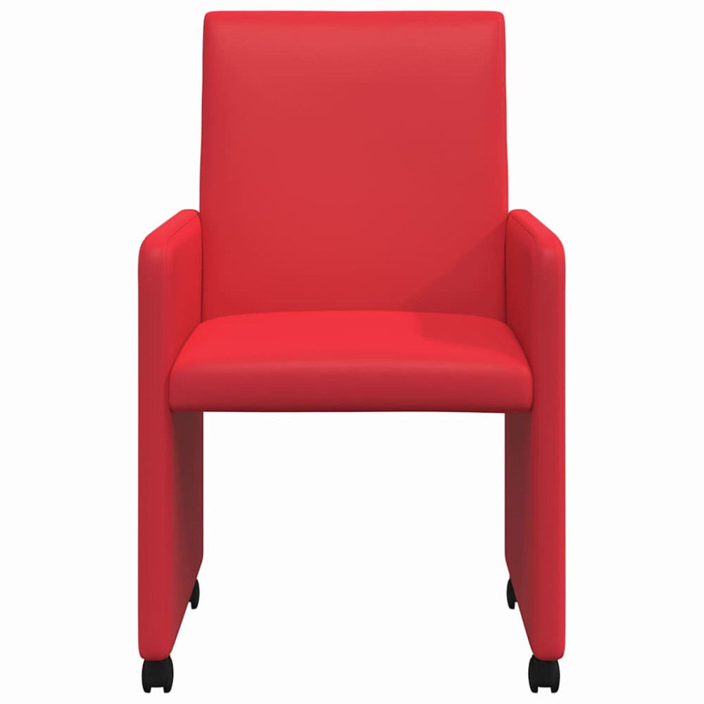Produktbild för Matstolar med hjul 2 pcs Röd 57 x 66 x 94 cm Konstläder