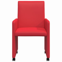Produktbild för Matstolar med hjul 2 pcs Röd 57 x 66 x 94 cm Konstläder