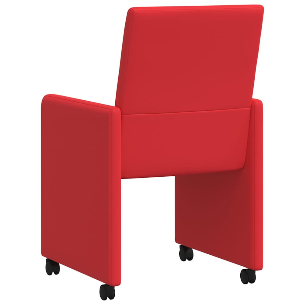 Produktbild för Matstolar med hjul 2 pcs Röd 57 x 66 x 94 cm Konstläder
