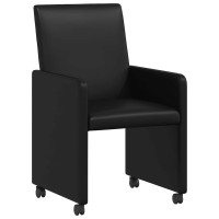 Produktbild för Matstolar med hjul 2 pcs Svart 57 x 66 x 94 cm Konstläder