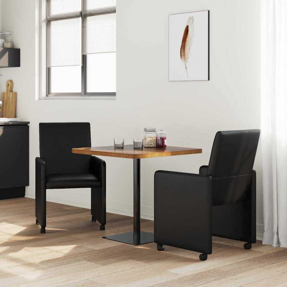 Produktbild för Matstolar med hjul 2 pcs Svart 57 x 66 x 94 cm Konstläder