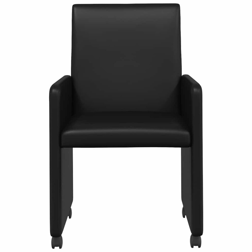 Produktbild för Matstolar med hjul 2 pcs Svart 57 x 66 x 94 cm Konstläder