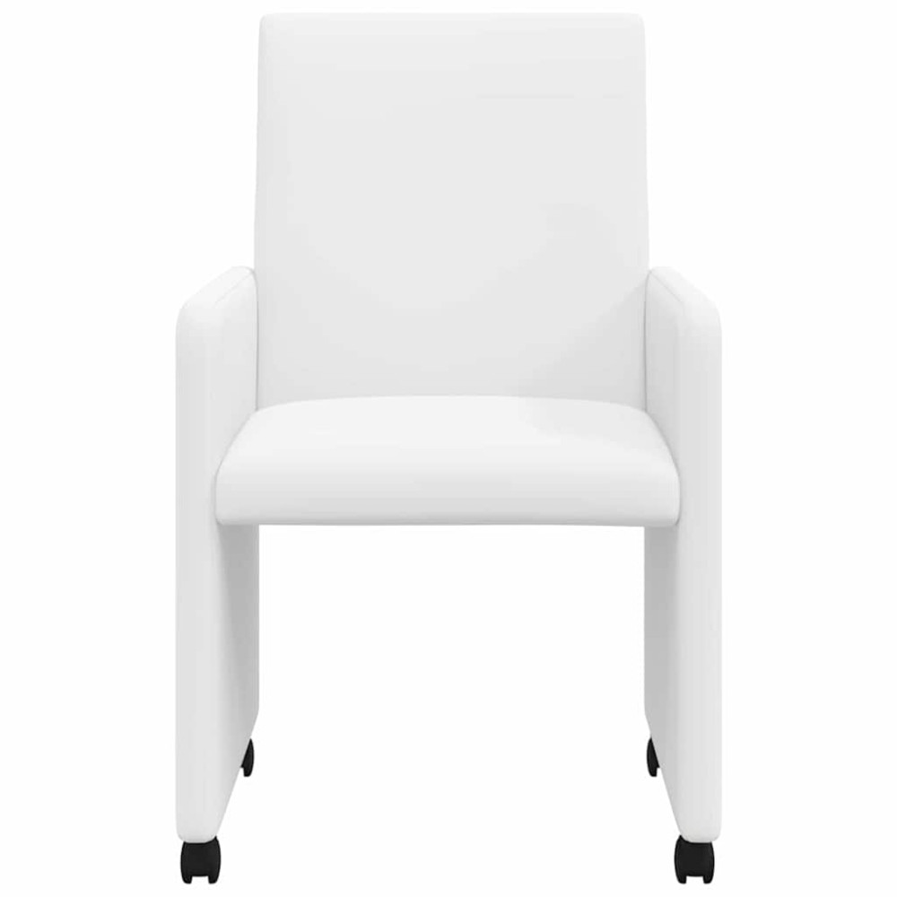 Produktbild för Matstolar med hjul 2 pcs Vit 57 x 66 x 94 cm Konstläder