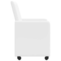 Produktbild för Matstolar med hjul 2 pcs Vit 57 x 66 x 94 cm Konstläder