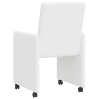 Produktbild för Matstolar med hjul 2 pcs Vit 57 x 66 x 94 cm Konstläder