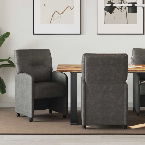 vidaXL Matstolar med hjul 2 pcs Svart 57 x 67 x 95 cm Konstläder