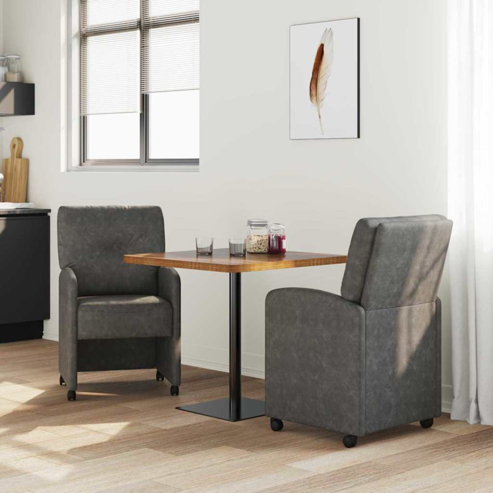 Produktbild för Matstolar med hjul 2 pcs Svart 57 x 67 x 95 cm Konstläder