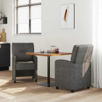 Produktbild för Matstolar med hjul 2 pcs Svart 57 x 67 x 95 cm Konstläder