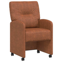 Produktbild för Matstolar med hjul 2 pcs Brun 57 x 67 x 95 cm Konstläder