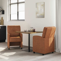 Produktbild för Matstolar med hjul 2 pcs Brun 57 x 67 x 95 cm Konstläder