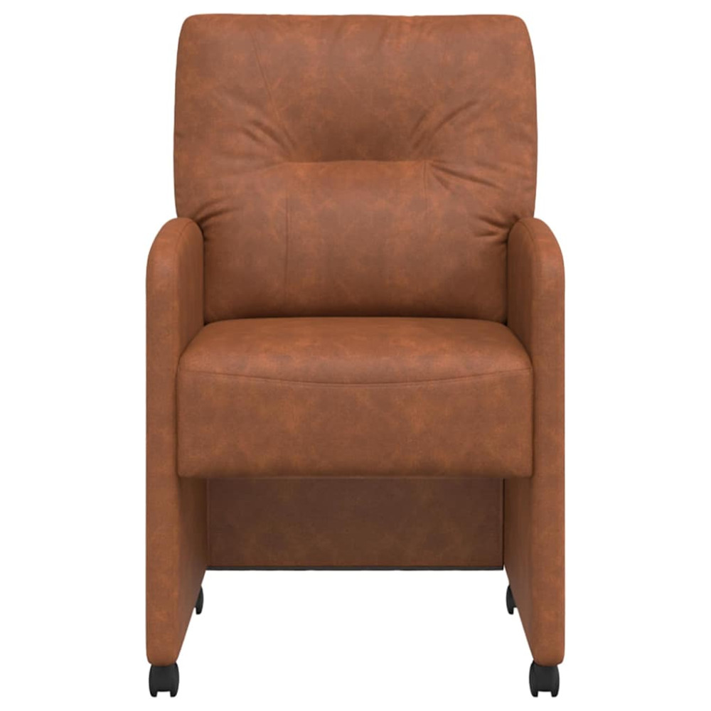 Produktbild för Matstolar med hjul 2 pcs Brun 57 x 67 x 95 cm Konstläder