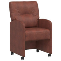 Produktbild för Matstolar med hjul med hjul 2 pcs Skinande brun 57 x 67 x 95 cm