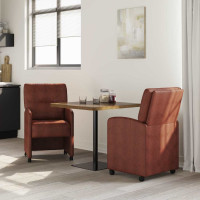 Produktbild för Matstolar med hjul med hjul 2 pcs Skinande brun 57 x 67 x 95 cm