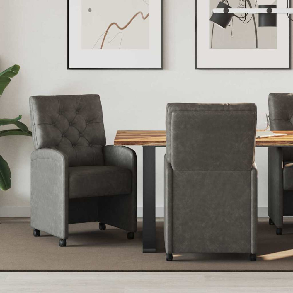 Produktbild för Matstolar med hjul 2 pcs Svart 58 x 67 x 97 cm Konstläder