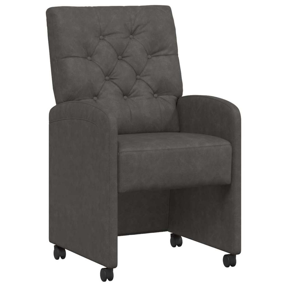 Produktbild för Matstolar med hjul 2 pcs Svart 58 x 67 x 97 cm Konstläder