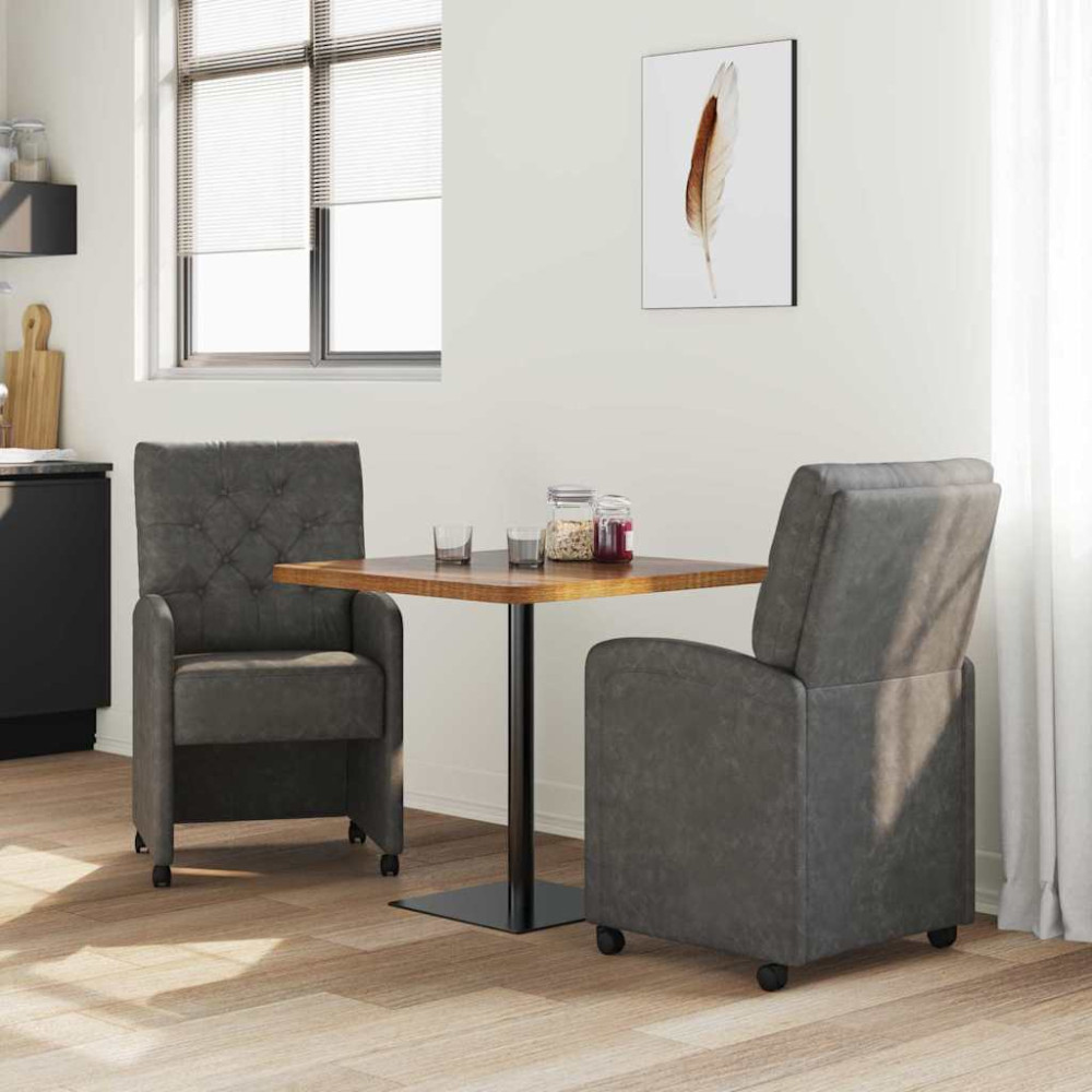 Produktbild för Matstolar med hjul 2 pcs Svart 58 x 67 x 97 cm Konstläder
