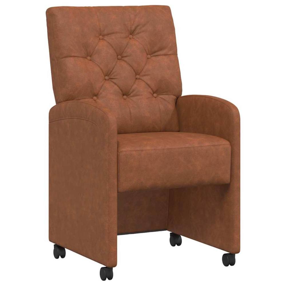 Produktbild för Matstolar med hjul 2 pcs Brun 58 x 67 x 97 cm Konstläder
