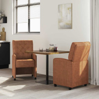 Produktbild för Matstolar med hjul 2 pcs Brun 58 x 67 x 97 cm Konstläder
