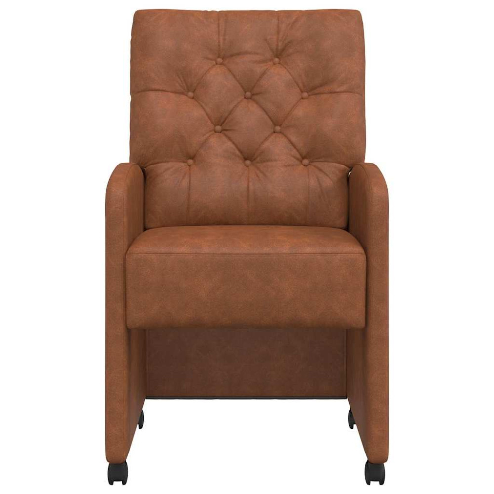 Produktbild för Matstolar med hjul 2 pcs Brun 58 x 67 x 97 cm Konstläder