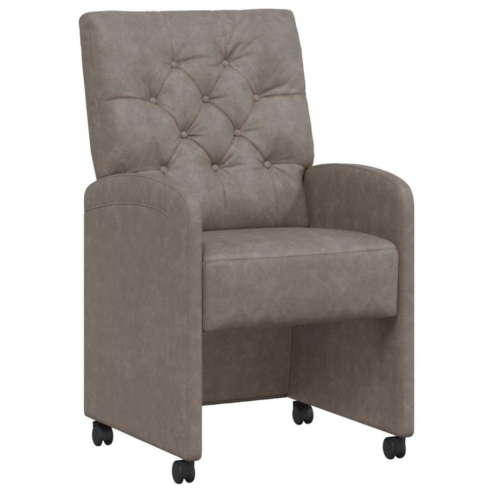 Produktbild för Matstolar med hjul 2 pcs Grå 58 x 67 x 97 cm Konstläder