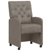 Produktbild för Matstolar med hjul 2 pcs Grå 58 x 67 x 97 cm Konstläder