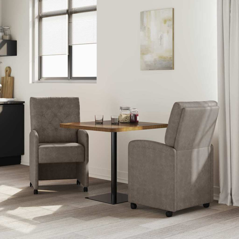 Produktbild för Matstolar med hjul 2 pcs Grå 58 x 67 x 97 cm Konstläder