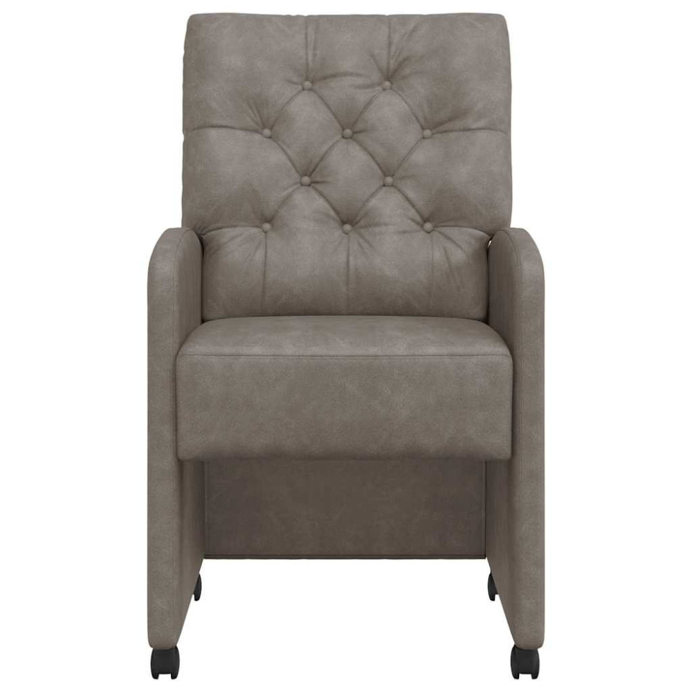 Produktbild för Matstolar med hjul 2 pcs Grå 58 x 67 x 97 cm Konstläder