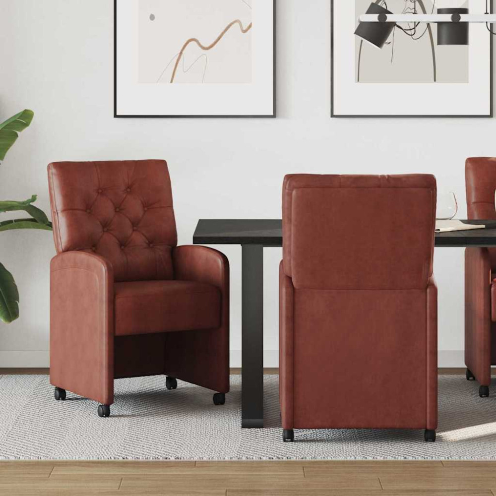 Produktbild för Matstolar med hjul med hjul 2 pcs Skinande brun 58 x 67 x 97 cm