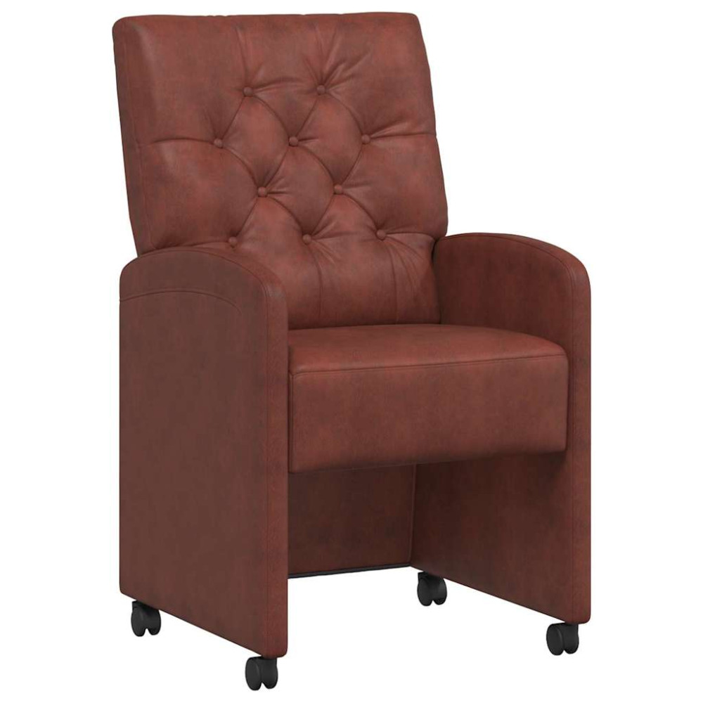 Produktbild för Matstolar med hjul med hjul 2 pcs Skinande brun 58 x 67 x 97 cm