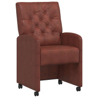 Produktbild för Matstolar med hjul med hjul 2 pcs Skinande brun 58 x 67 x 97 cm