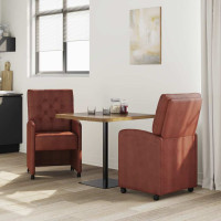 Produktbild för Matstolar med hjul med hjul 2 pcs Skinande brun 58 x 67 x 97 cm