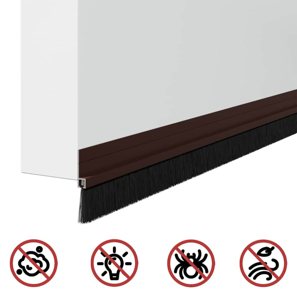 Produktbild för Självhäftande dörrborstlist 2 pcs Brun 100 cm Aluminiumlegering