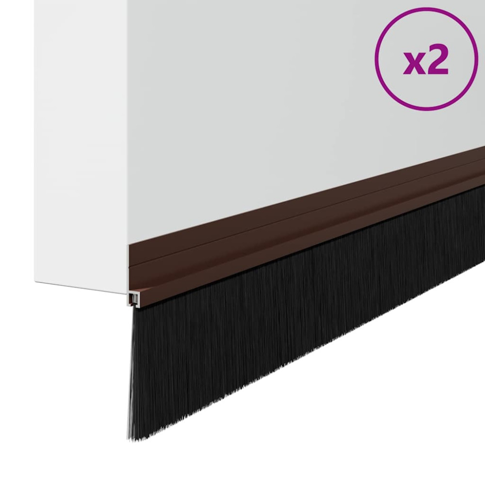 Produktbild för Självhäftande dörrborstlist 2 pcs Brun 100 cm Aluminiumlegering