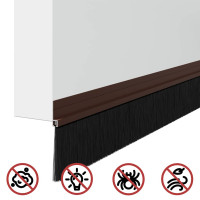 Produktbild för Självhäftande dörrborstlist 2 pcs Brun 100 cm Aluminiumlegering