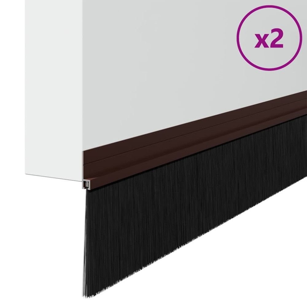 Produktbild för Självhäftande dörrborstlist 2 pcs Brun 100 cm Aluminiumlegering